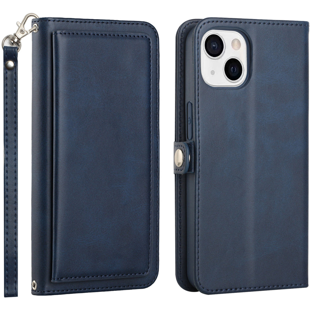 For Apple iPhone 15 6.1 inch Full Body Cover Protective Shockproof Triple Card Slot Flap Folio Stand Leather Wallet Image 7