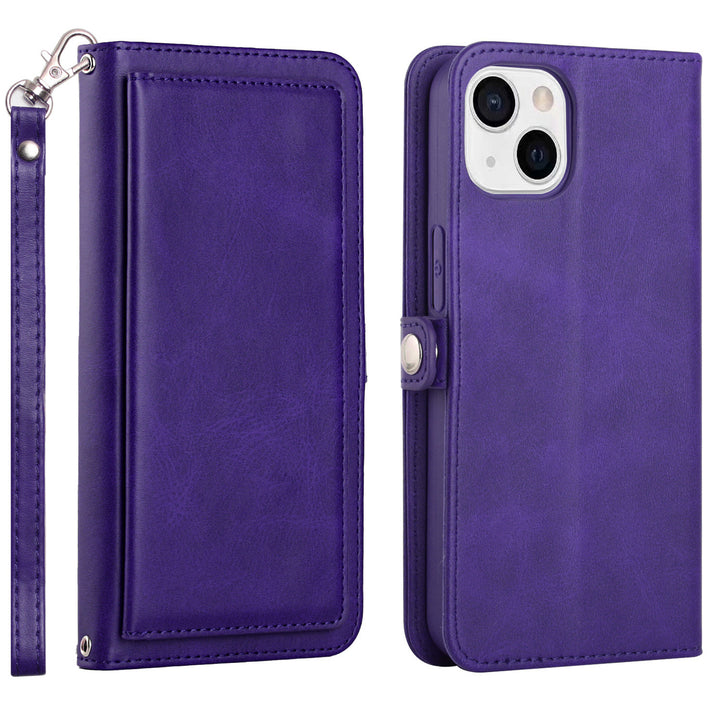 For Apple iPhone 15 6.1 inch Full Body Cover Protective Shockproof Triple Card Slot Flap Folio Stand Leather Wallet Image 8