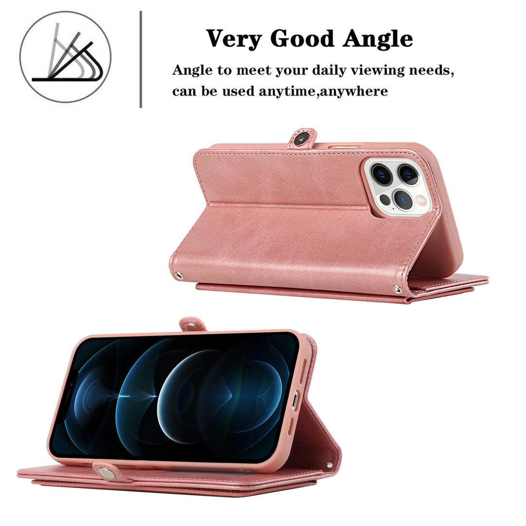 For Apple iPhone 15 Pro Max 6.7 inch Full Body Cover Protective Shockproof Triple Card Slot Flap Folio Stand Leather Image 6