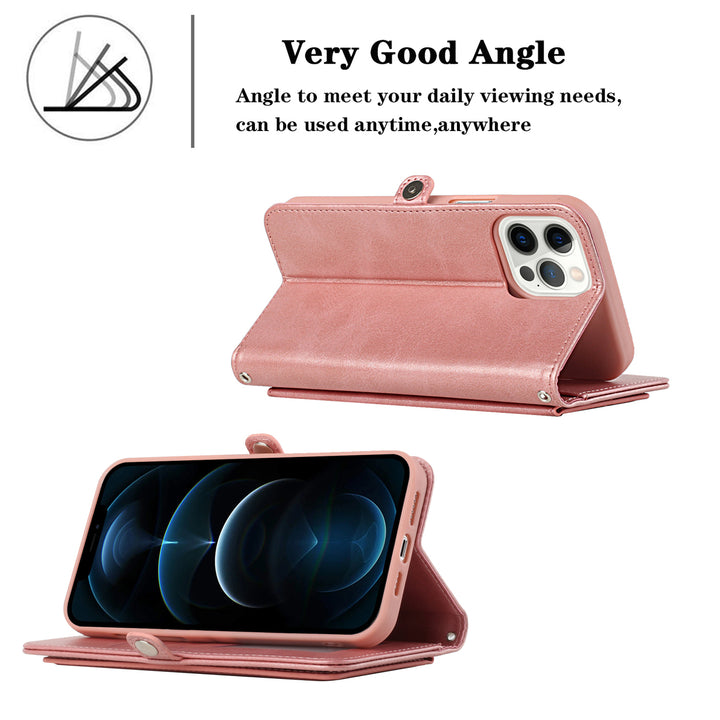 For Apple iPhone 15 Pro Max 6.7 inch Full Body Cover Protective Shockproof Triple Card Slot Flap Folio Stand Leather Image 6