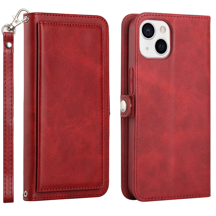 For Apple iPhone 15 6.1 inch Full Body Cover Protective Shockproof Triple Card Slot Flap Folio Stand Leather Wallet Image 9