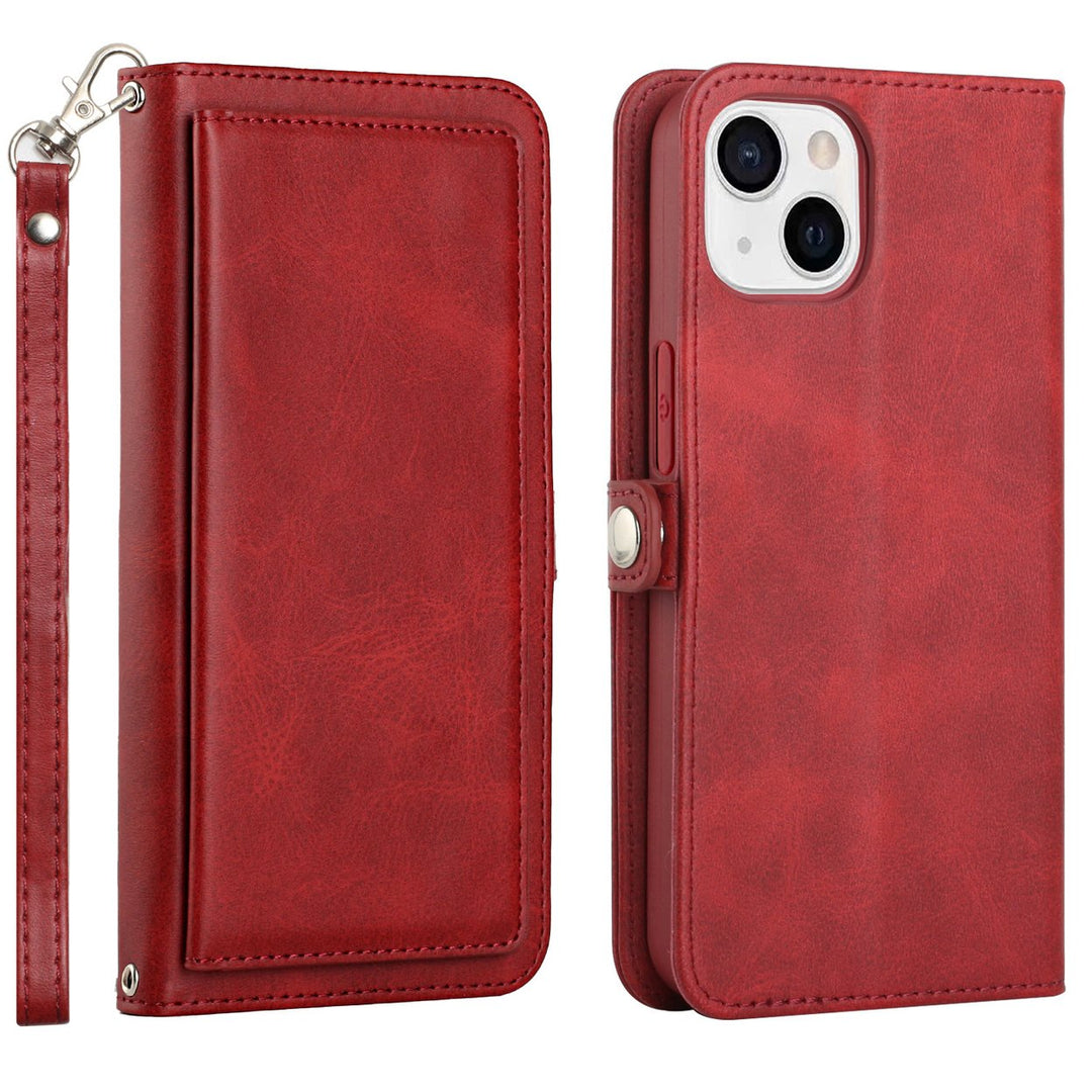 For Apple iPhone 15 6.1 inch Full Body Cover Protective Shockproof Triple Card Slot Flap Folio Stand Leather Wallet Image 1