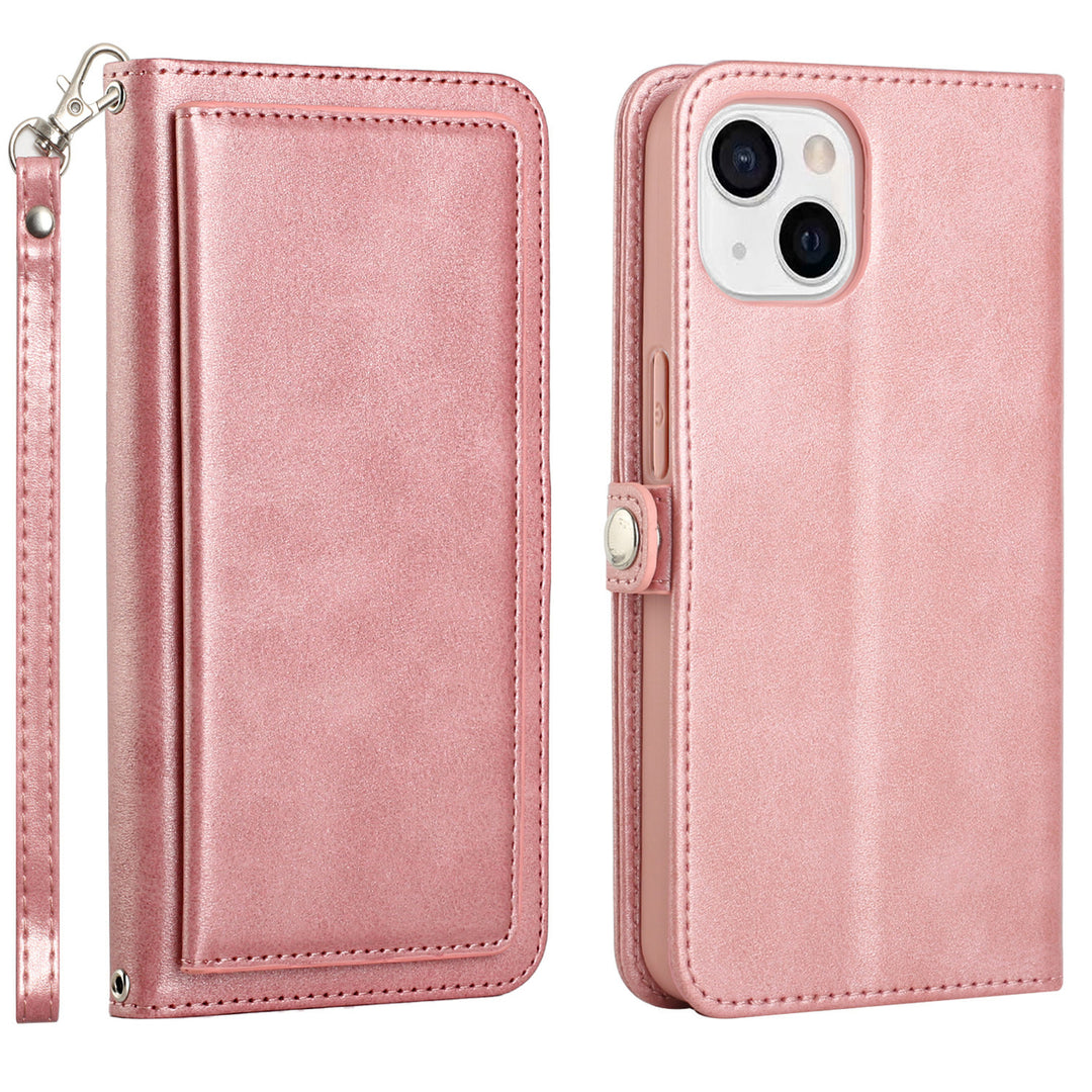 For Apple iPhone 15 6.1 inch Full Body Cover Protective Shockproof Triple Card Slot Flap Folio Stand Leather Wallet Image 10