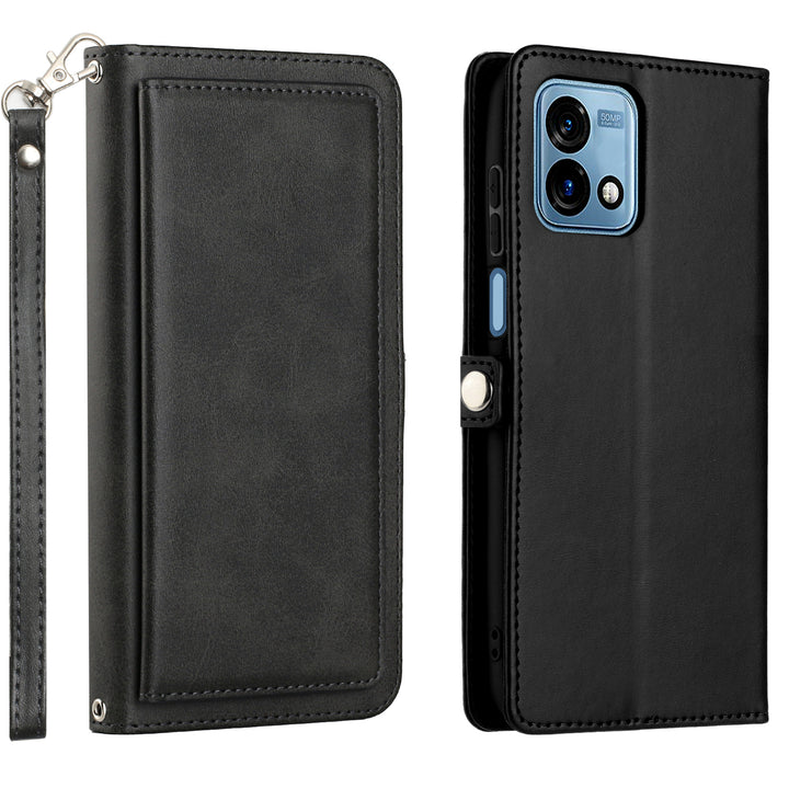 For Motorola Moto G Stylus 5G 2023 Triple Card Slot Flap Folio Stand Leather Wallet Pouch Case Cover Image 1