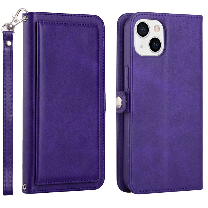 For Apple iPhone 15 Plus 6.7 inch Full Body Cover Protective Shockproof Triple Card Slot Flap Folio Stand Leather Wallet Image 1