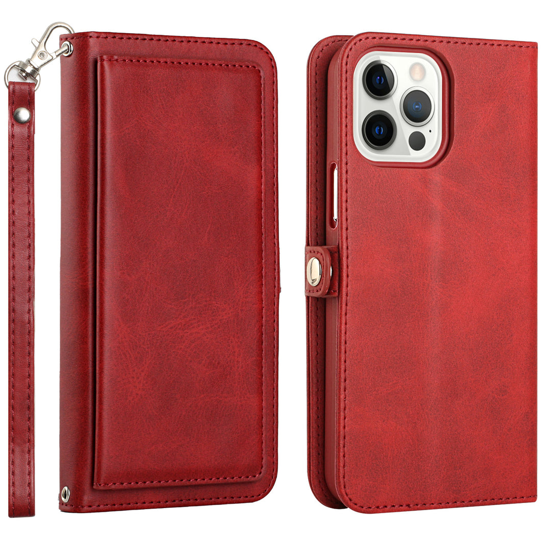 For Apple iPhone 15 Pro 6.1 inch Full Body Cover Protective Shockproof Triple Card Slot Flap Folio Stand Leather Wallet Image 9