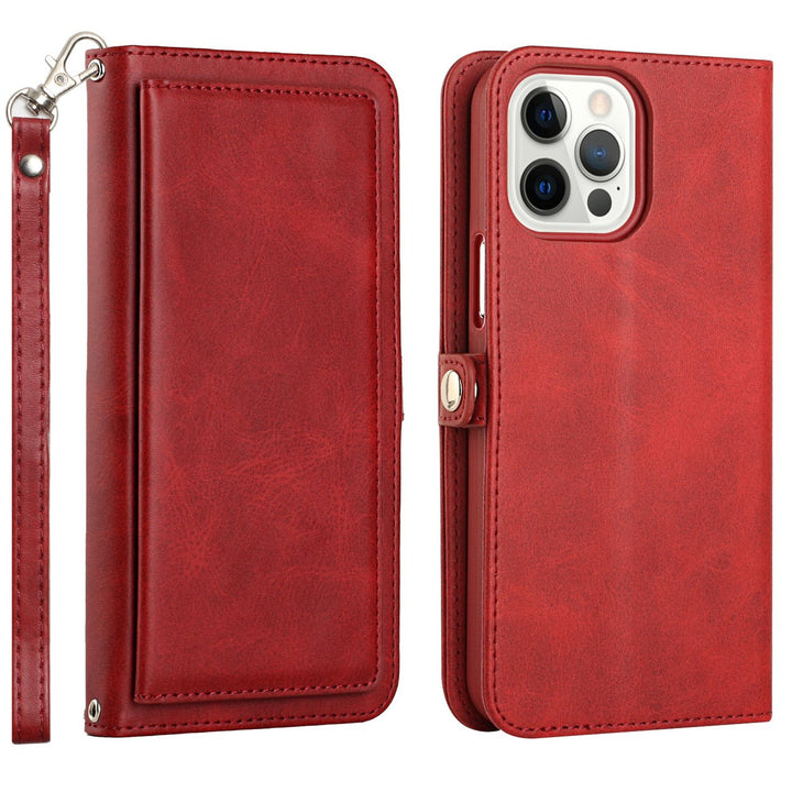 For Apple iPhone 15 Pro 6.1 inch Full Body Cover Protective Shockproof Triple Card Slot Flap Folio Stand Leather Wallet Image 1