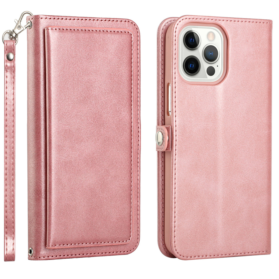 For Apple iPhone 15 Pro 6.1 inch Full Body Cover Protective Shockproof Triple Card Slot Flap Folio Stand Leather Wallet Image 10