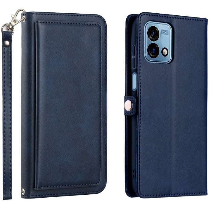 For Motorola Moto G Stylus 5G 2023 Triple Card Slot Flap Folio Stand Leather Wallet Pouch Case Cover Image 1