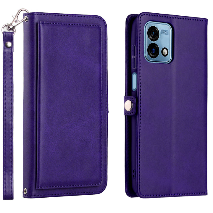For Motorola Moto G Stylus 5G 2023 Triple Card Slot Flap Folio Stand Leather Wallet Pouch Case Cover Image 1