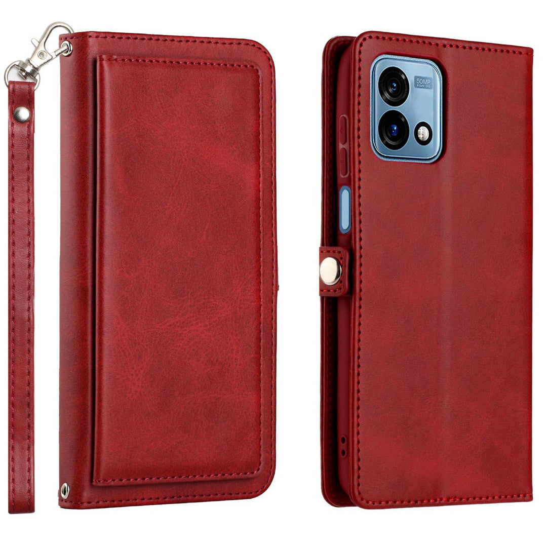 For Motorola Moto G Stylus 5G 2023 Triple Card Slot Flap Folio Stand Leather Wallet Pouch Case Cover Image 1