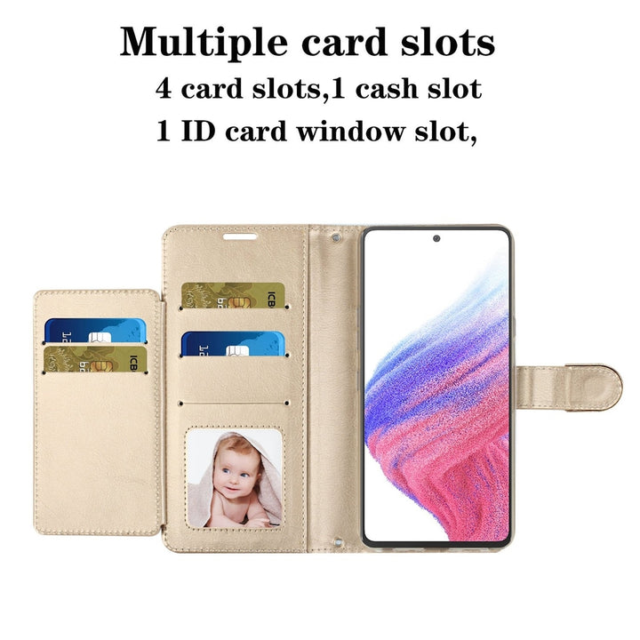 For Samsung Galaxy A53 5G / SM-A536 Diamond Bow Glitter Full Body Card Slot Folio Stand Leather Wallet Pouch Case Cover Image 3