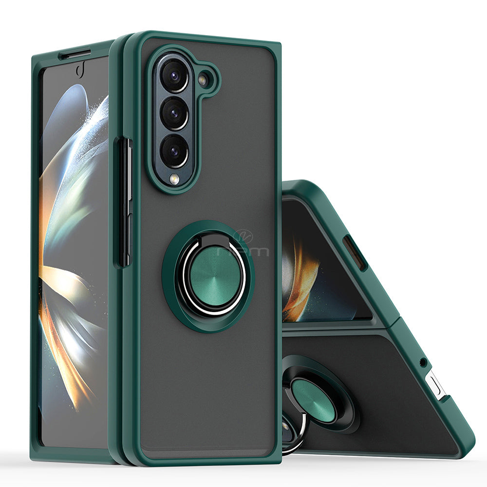 For Samsung Galaxy Z Fold 5 Impact Metal Ring Holder Stand Magnetic Car Mount Protective Hybrid Case Cover Image 3