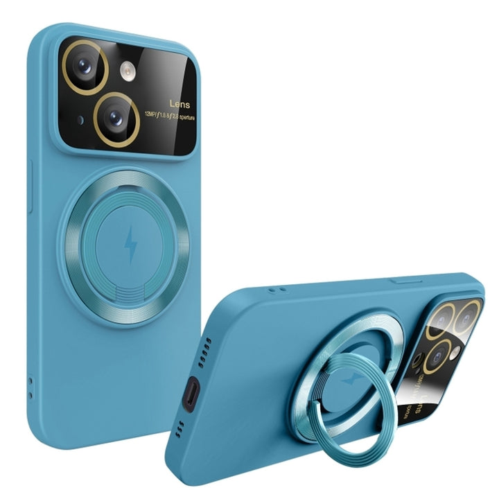 For Apple iPhone 15 6.1 inch Camera Cover Magnetic Ring Stand Magsafe Wireless Charging Shockproof Hybrid Case Cover Image 4