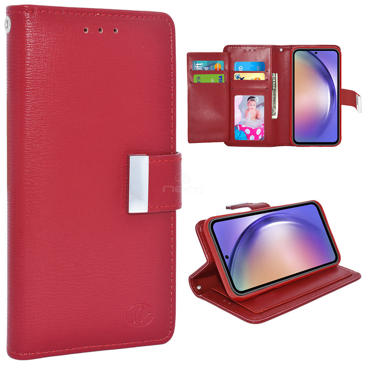 For Samsung Galaxy A54 5G Dual layer Shockproof Double Flap Folio Card Slot Leather Magnetic Closure Wallet Pouch Case Image 4