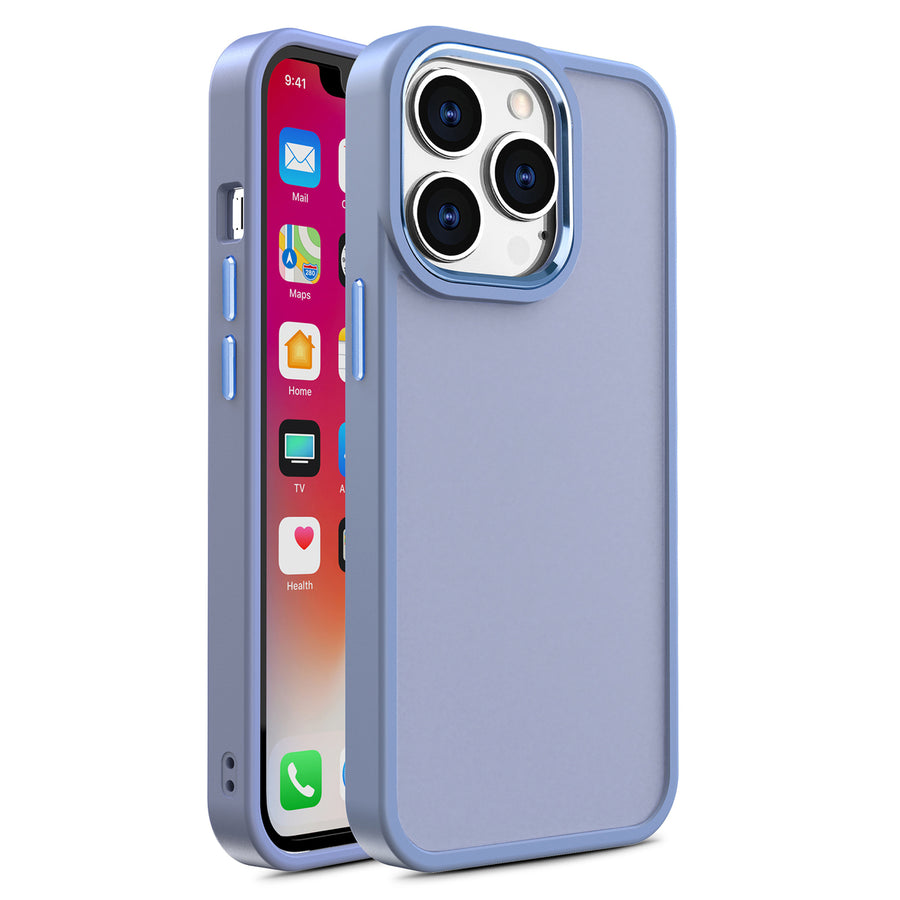 For Apple iPhone 13 Pro Max 6.7 inch Slim Matte Colored Frame Shockproof Hybrid Case Cover Image 1