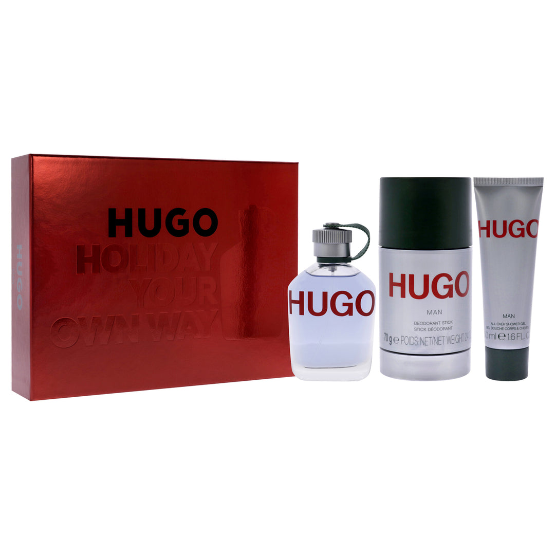 Hugo Boss Hugo 4.2oz EDT Spray2.4oz Deodorant Stick1.6oz Shower Gel 3 Pc Gift Set Image 1