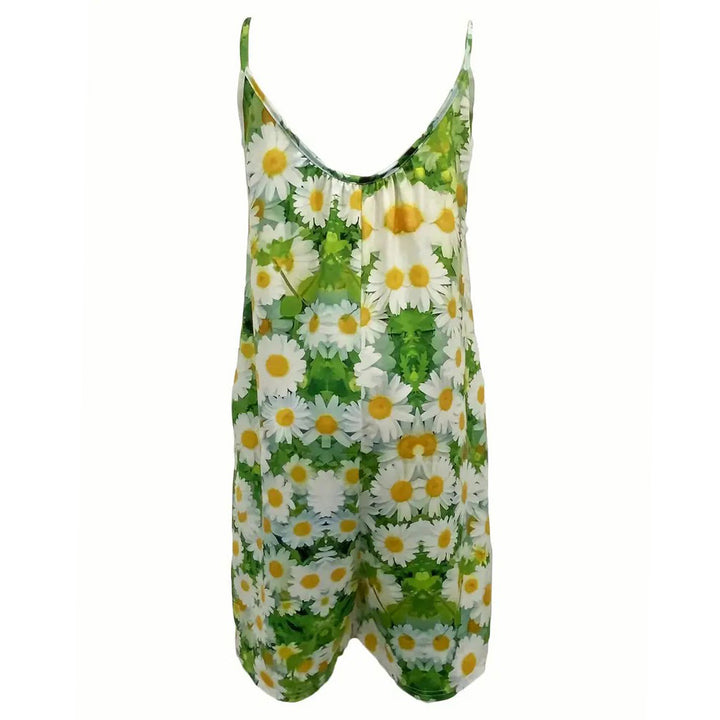 Daisy Full Print Jumpsuit Casual Spaghetti Sleeveless Short Length Jumpsuit Womens Clothing Image 4