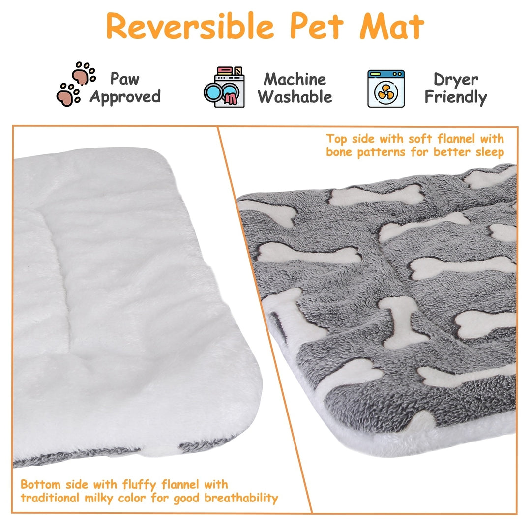 Dog Bed Mat Comfortable Flannel Dog Crate Pad Reversible Cushion Carpet Machine Washable Pet Bed Liner Image 3