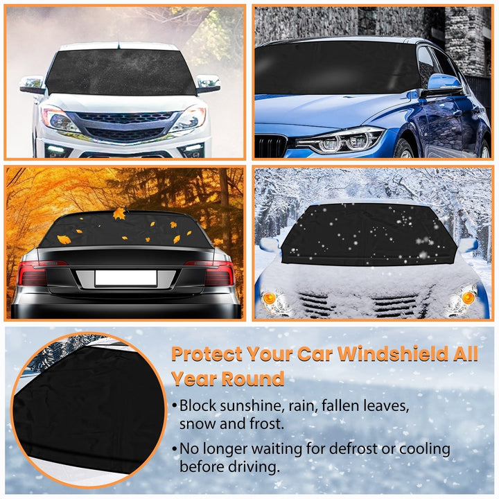 Magnetic Car Windshield Cover Waterproof Oxford Fabric Front Rear Size Fit All Cars Image 2