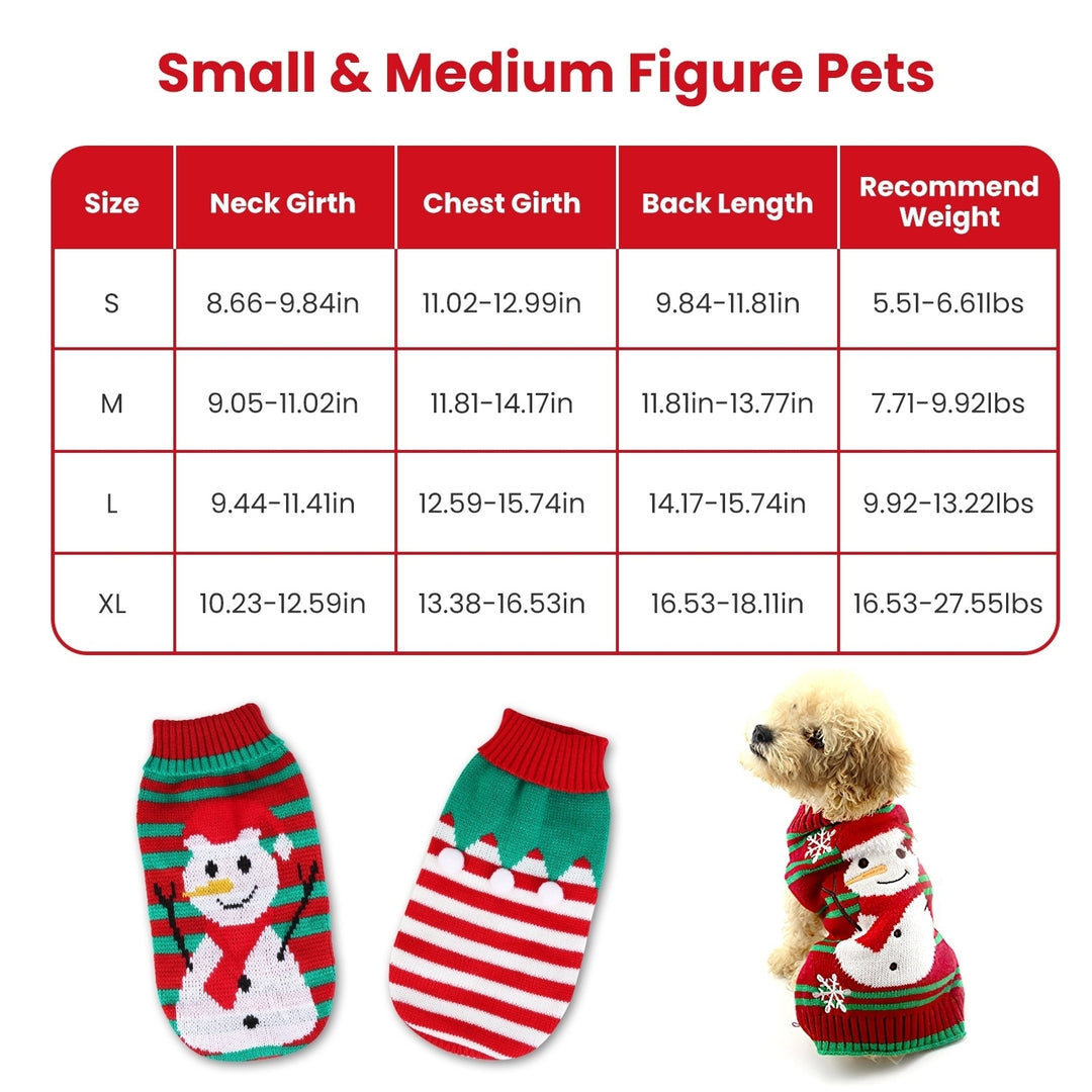 Pet Christmas Turtleneck Sweater Dog Cat Christmas Clothes Snowman Stripes Costume Winter Holiday Sweater for Small Image 6