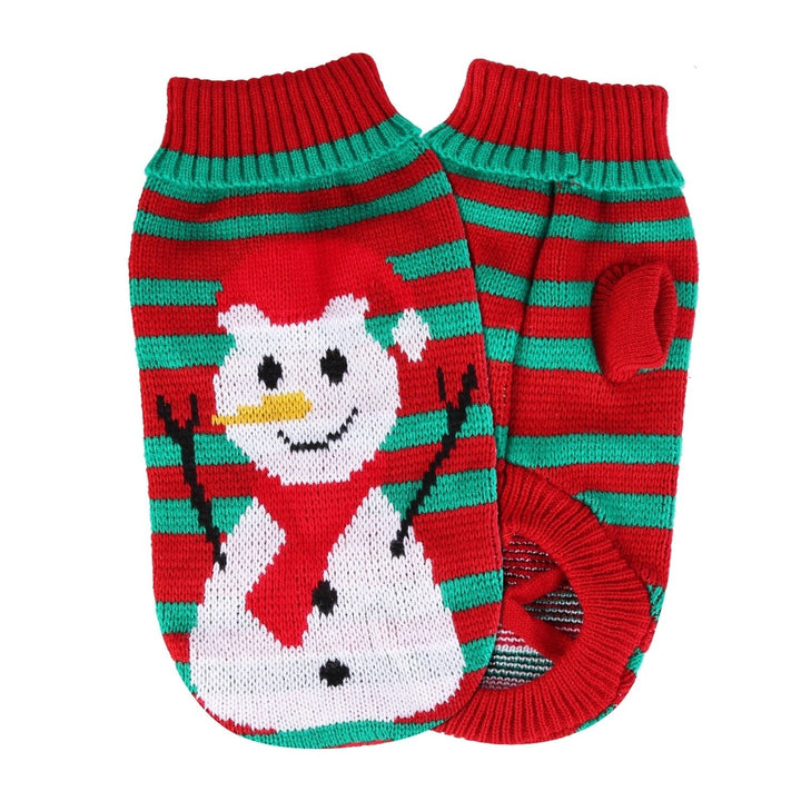 Pet Christmas Turtleneck Sweater Dog Cat Christmas Clothes Snowman Stripes Costume Winter Holiday Sweater for Small Image 10