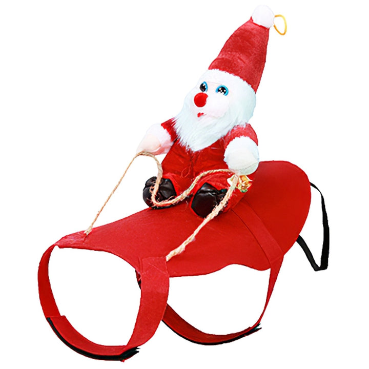 Pet Christmas Costumes Red Winter Coat for Dog Riding Santa Claus with Bell Clothes  Year Outfit Cosplay Costumes Party Image 1