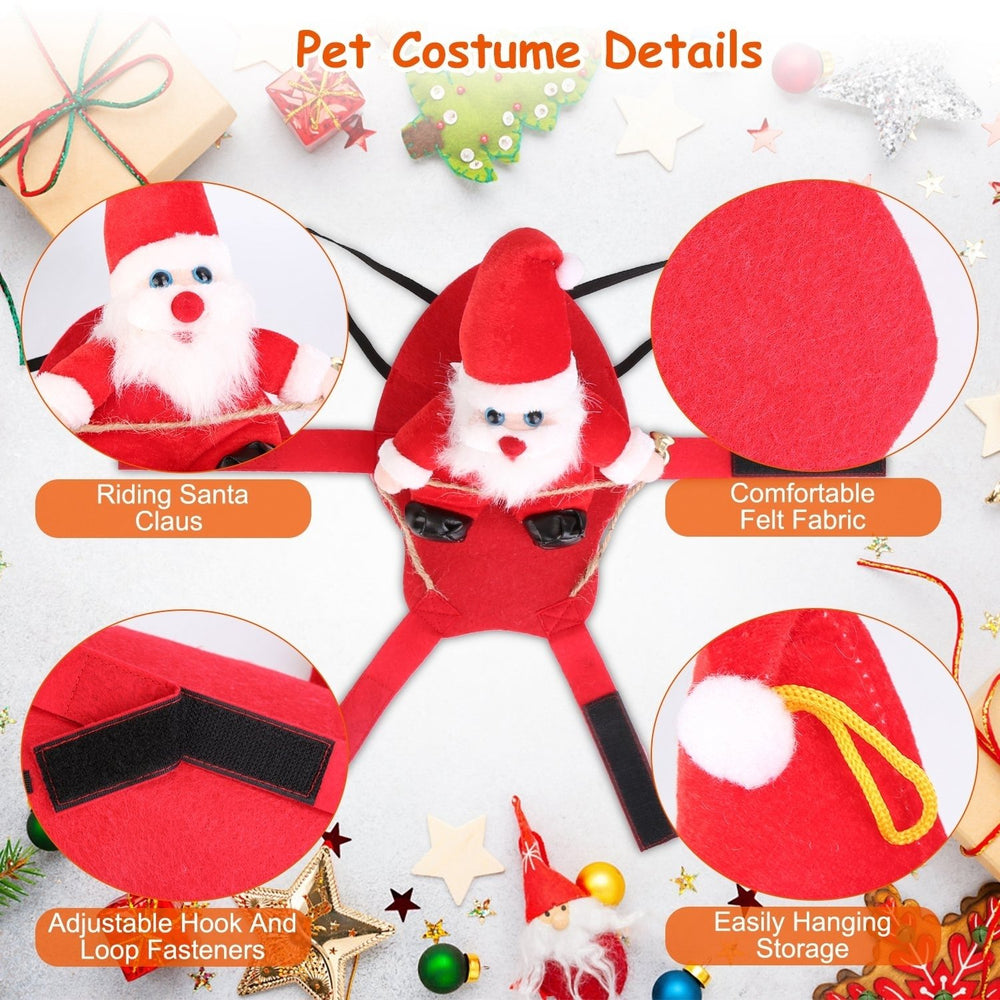 Pet Christmas Costumes Red Winter Coat for Dog Riding Santa Claus with Bell Clothes  Year Outfit Cosplay Costumes Party Image 2