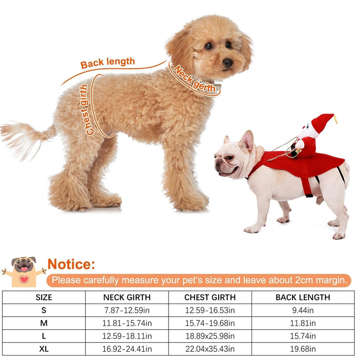 Pet Christmas Costumes Red Winter Coat for Dog Riding Santa Claus with Bell Clothes  Year Outfit Cosplay Costumes Party Image 4