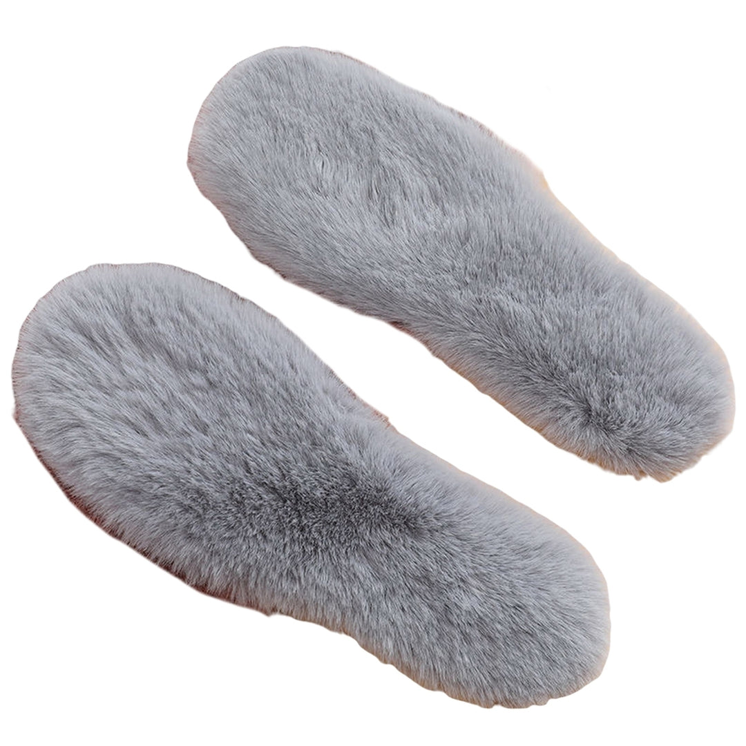 1 Pair Unisex Insoles Plush Sweat Absorption Solid Color Anti Pilling Faux Rabbit faux Thickened Fluffy Boots Insoles Image 3