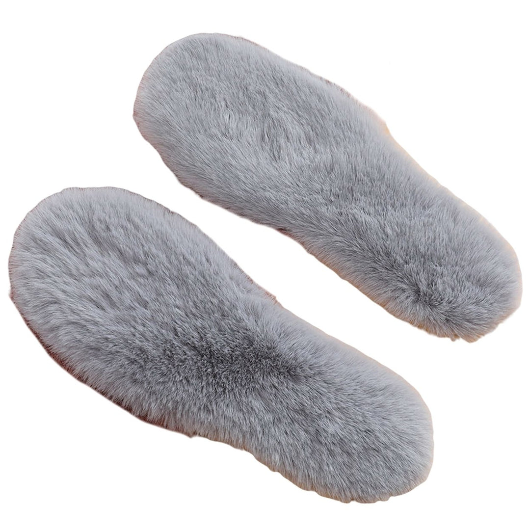 1 Pair Unisex Insoles Plush Sweat Absorption Solid Color Anti Pilling Faux Rabbit faux Thickened Fluffy Boots Insoles Image 1