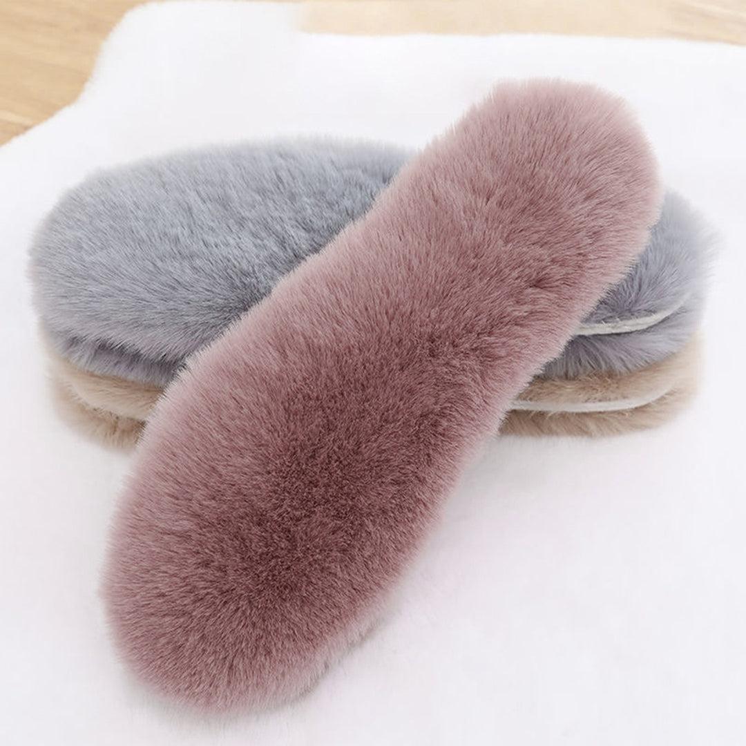 1 Pair Unisex Insoles Plush Sweat Absorption Solid Color Anti Pilling Faux Rabbit faux Thickened Fluffy Boots Insoles Image 6