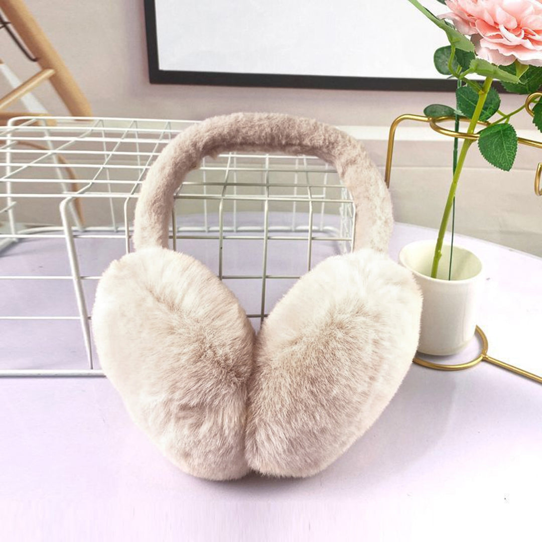 Plush Earmuffs Keep Warm Ergonomic Foldable Non-slip Cold Resistant Faux Rabbit faux Winter Plush Outdoor Ear Warmer for Image 6