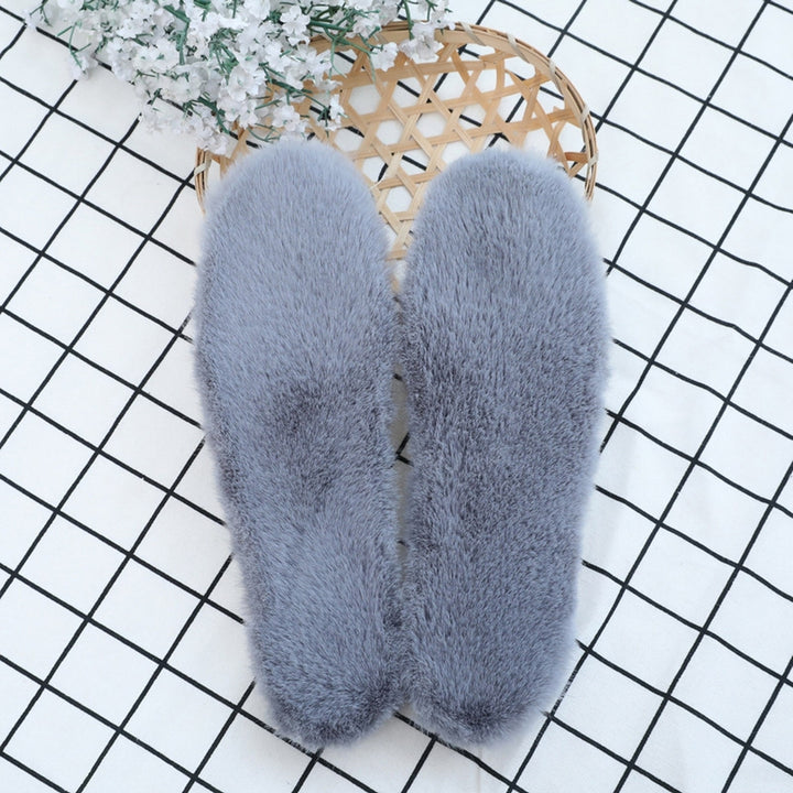 1 Pair Unisex Insoles Plush Sweat Absorption Solid Color Anti Pilling Faux Rabbit faux Thickened Fluffy Boots Insoles Image 8