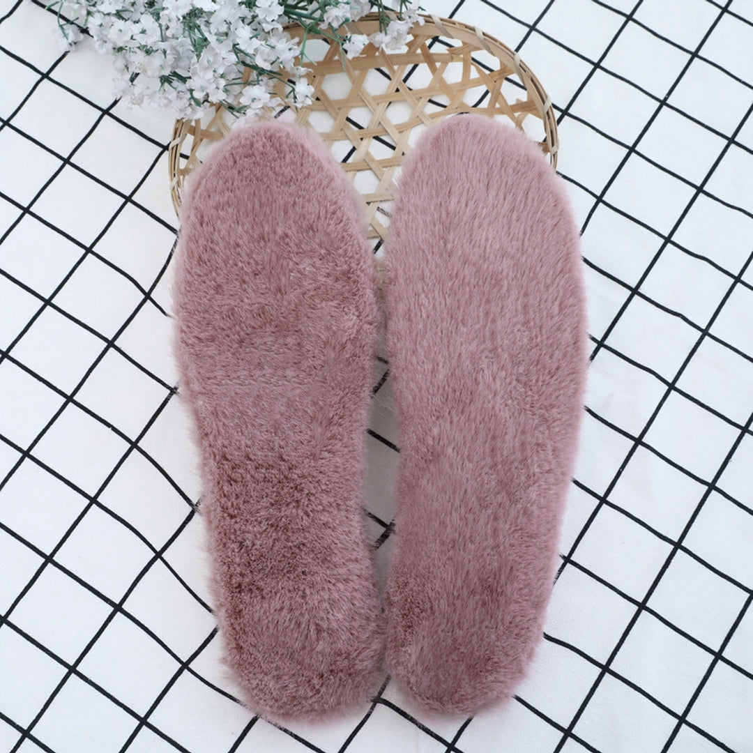 1 Pair Unisex Insoles Plush Sweat Absorption Solid Color Anti Pilling Faux Rabbit faux Thickened Fluffy Boots Insoles Image 11