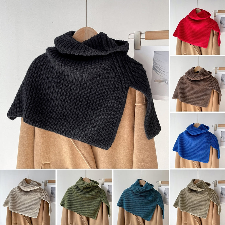 Women Knitted Snood Scarf Solid Color High Collar Korean Style Autumn Winter Windproof Split Shawl Wrap for Outdoor Image 1