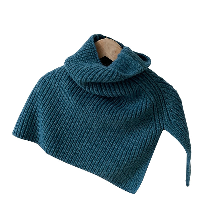 Women Knitted Snood Scarf Solid Color High Collar Korean Style Autumn Winter Windproof Split Shawl Wrap for Outdoor Image 4