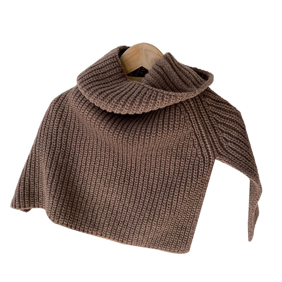 Women Knitted Snood Scarf Solid Color High Collar Korean Style Autumn Winter Windproof Split Shawl Wrap for Outdoor Image 1