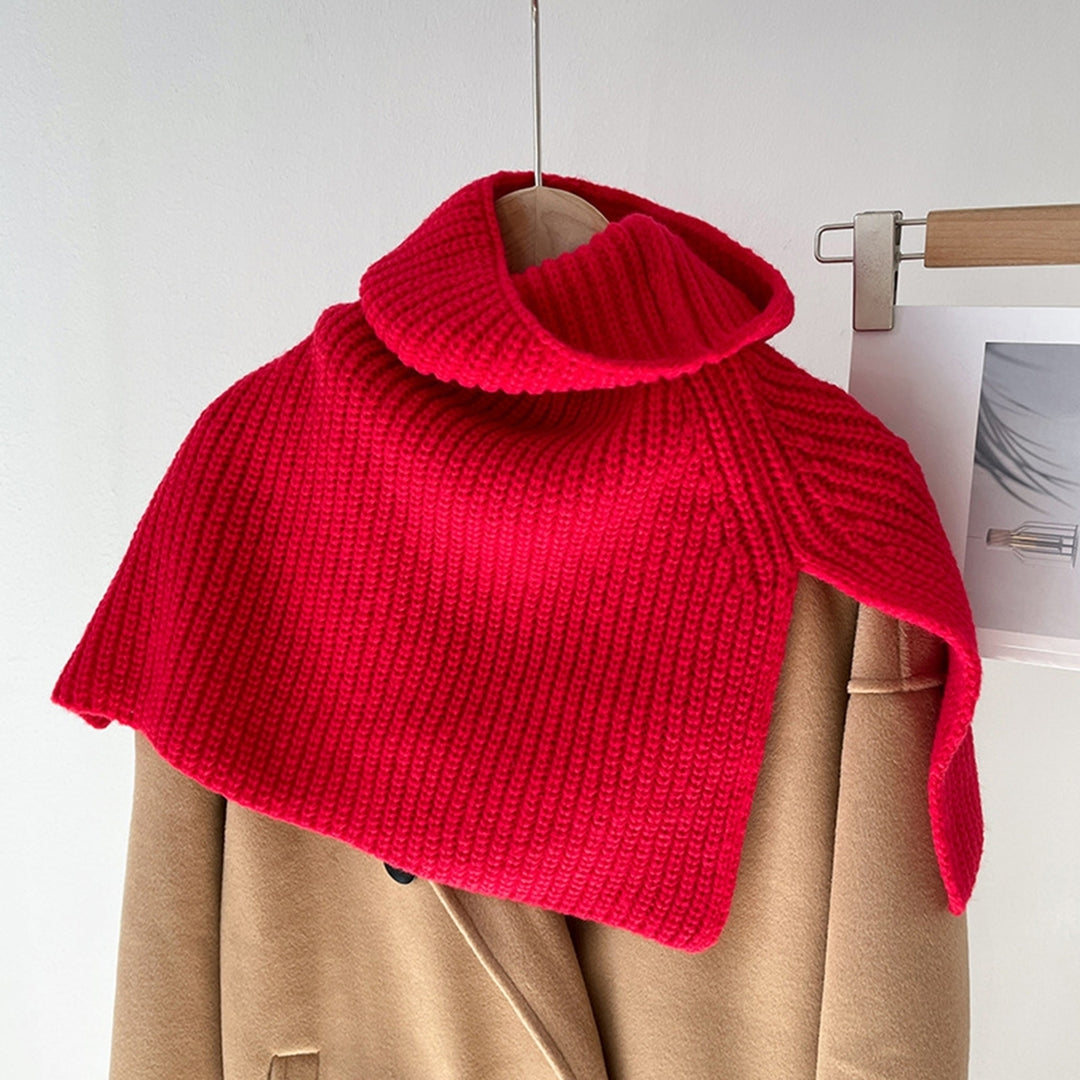Women Knitted Snood Scarf Solid Color High Collar Korean Style Autumn Winter Windproof Split Shawl Wrap for Outdoor Image 12