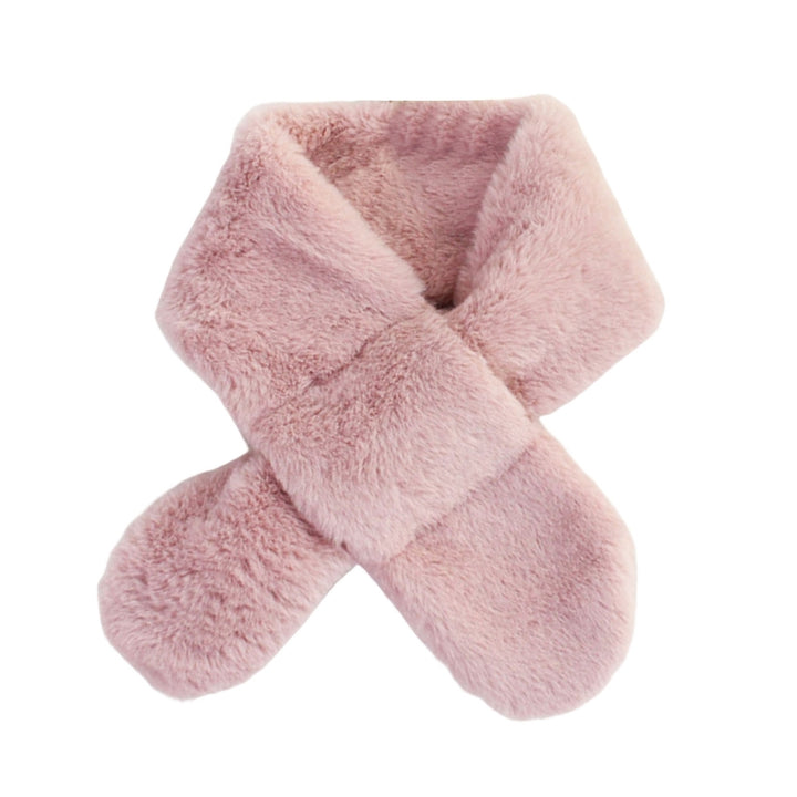 Solid Color Wide Korean Style Kids Scarf Autumn Winter Double-sided Imitation Rabbit faux Cross Collar Scarf Image 1
