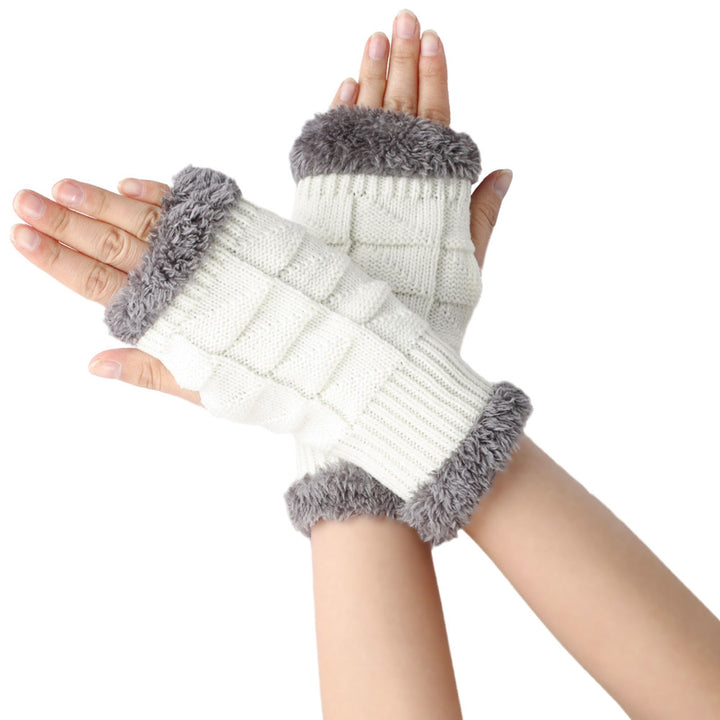 1 Pair Gloves Fingerless Windproof Winter Solid Color Arm Sleeve Cover for Outdoor Image 11