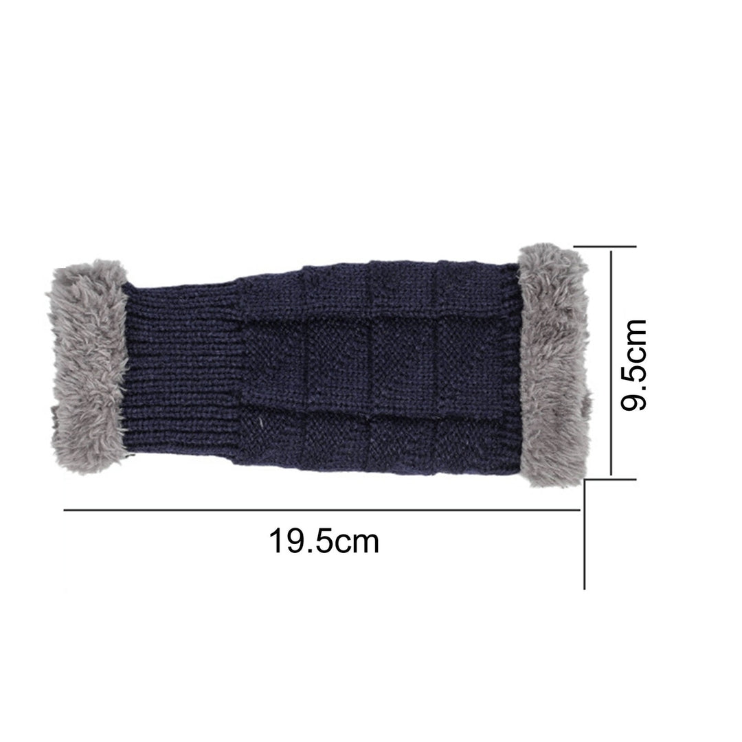 1 Pair Gloves Fingerless Windproof Winter Solid Color Arm Sleeve Cover for Outdoor Image 12