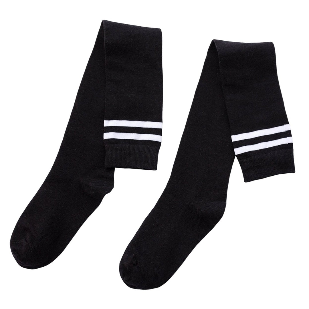1 Pair Japanese Style Striped Print Thick Thigh Stockings Autumn Winter Women Over Knee Socks Image 1