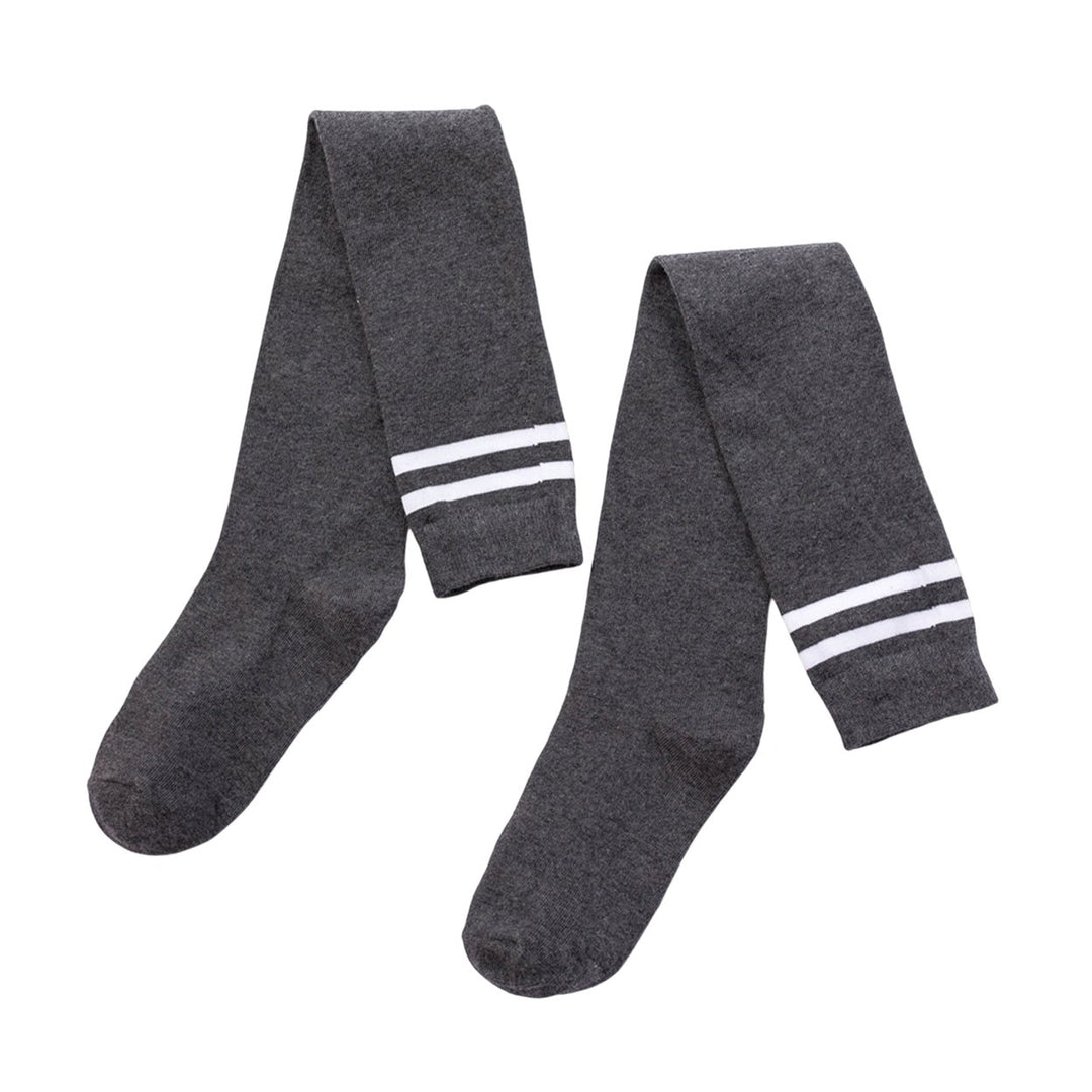 1 Pair Japanese Style Striped Print Thick Thigh Stockings Autumn Winter Women Over Knee Socks Image 1