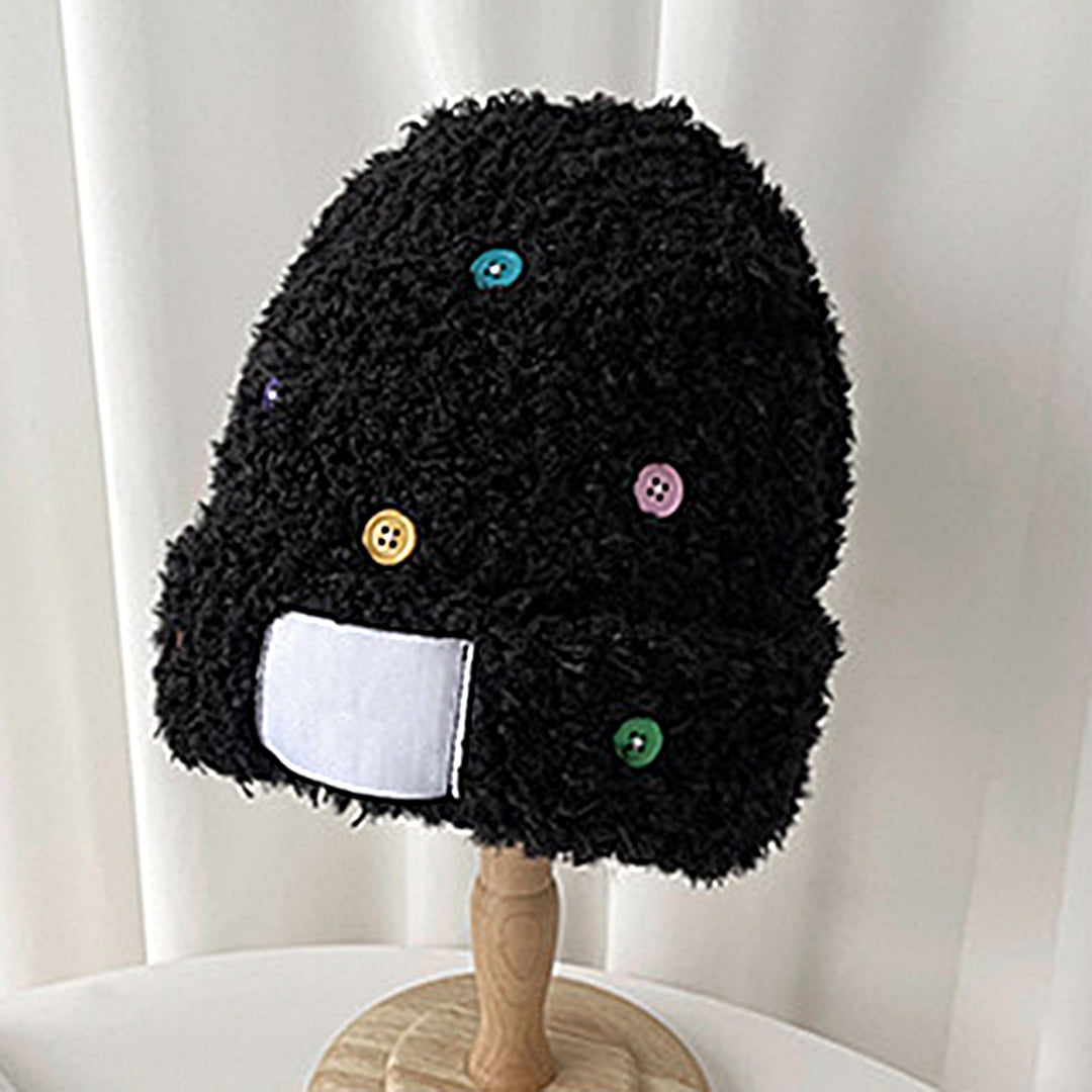 Autumn Winter Women Hat Colorful Buttons Plush Thickened Sweet Ear Protection Knitted Beanies Hat for Daily Wear Image 3