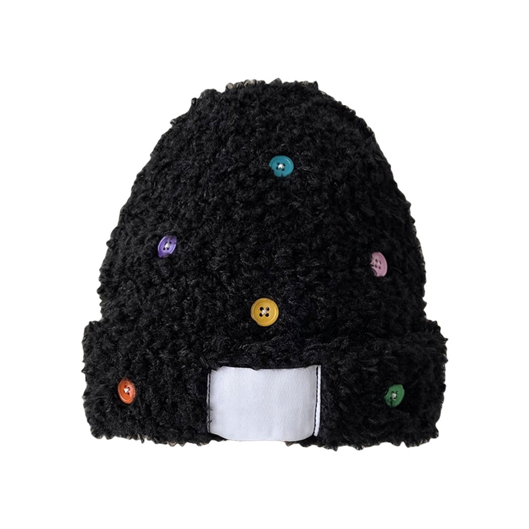 Autumn Winter Women Hat Colorful Buttons Plush Thickened Sweet Ear Protection Knitted Beanies Hat for Daily Wear Image 10