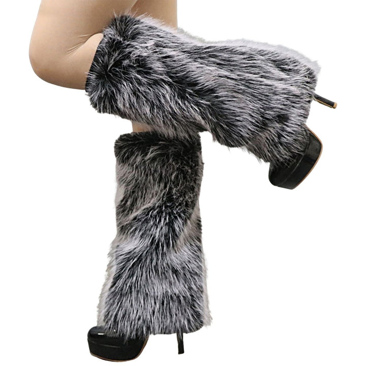 1 Pair Plush Elastic Solid Color Thick Leg Warmers Autumn Winter Women Warm Faux faux Boot Stockings Image 6