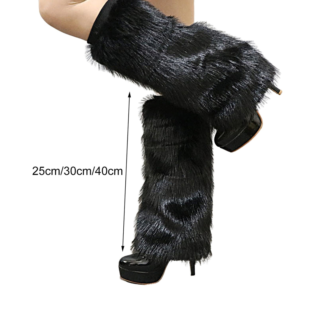 1 Pair Plush Elastic Solid Color Thick Leg Warmers Autumn Winter Women Warm Faux faux Boot Stockings Image 12