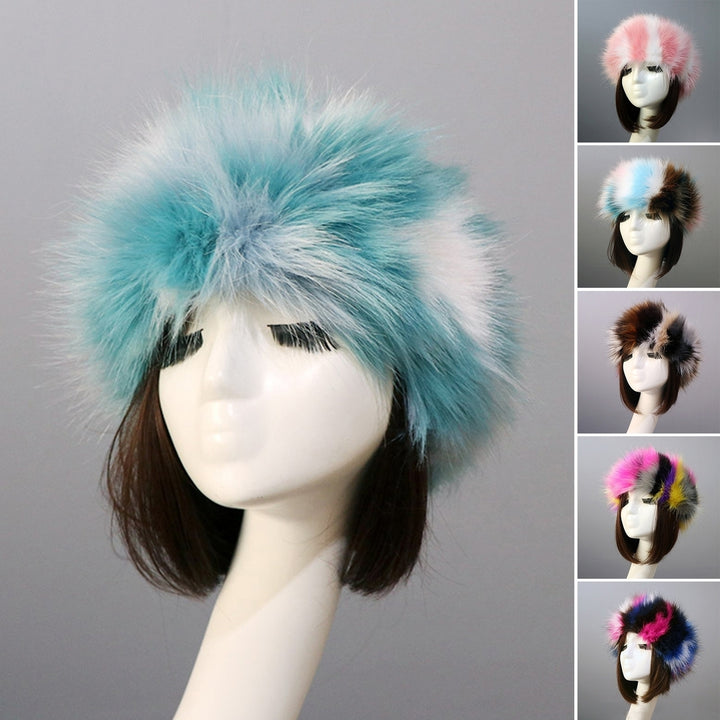 Winter Women Hat Colorful Thickened Empty Top Short Plush Windproof Faux faux No Brim Headband Headdress for Photograph Image 1