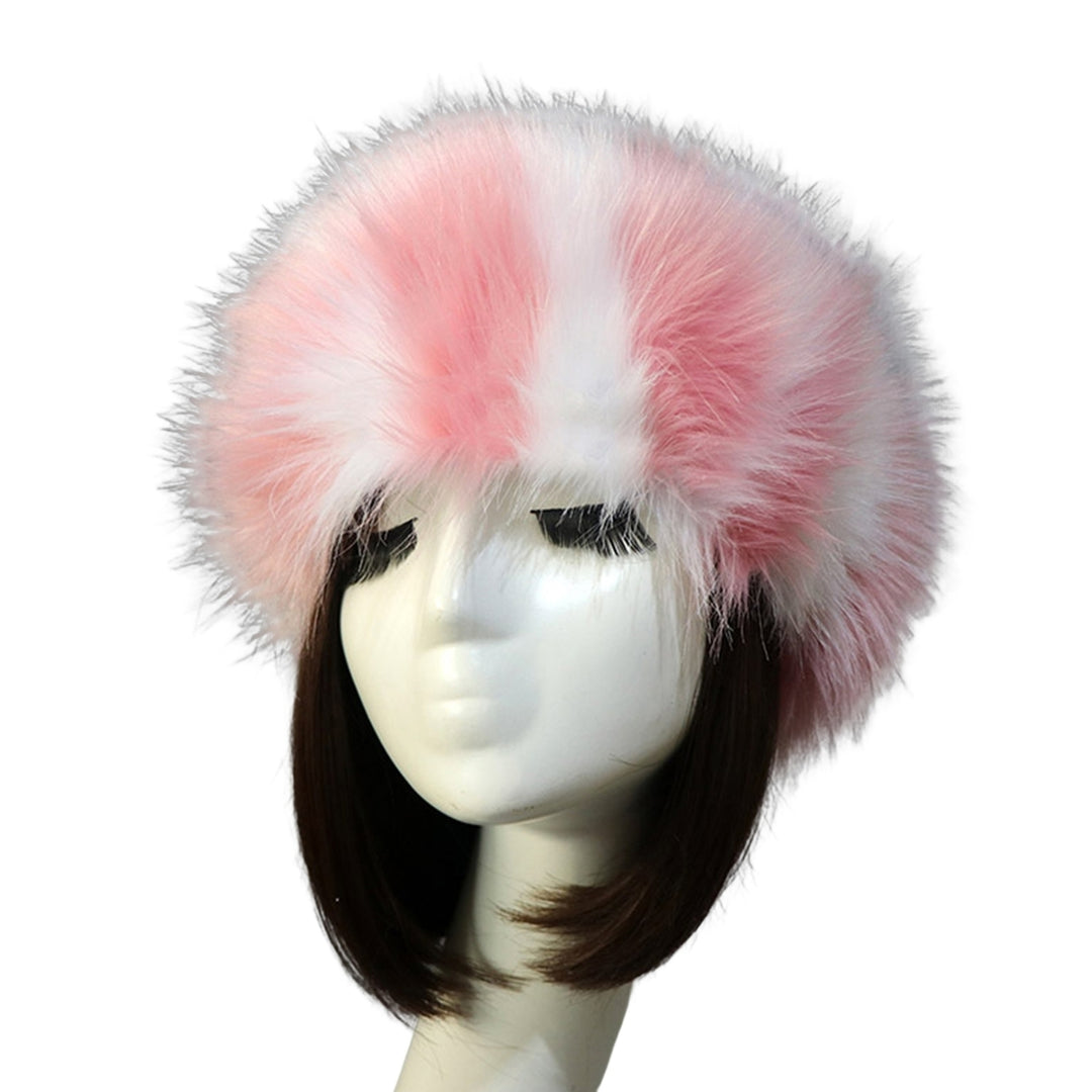 Winter Women Hat Colorful Thickened Empty Top Short Plush Windproof Faux faux No Brim Headband Headdress for Photograph Image 3